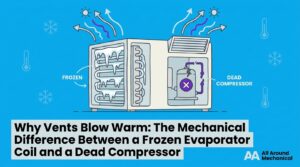 Why Vents Blow Warm: The Mechanical Difference Between a Frozen Evaporator Coil and a Dead Compressor — featured image